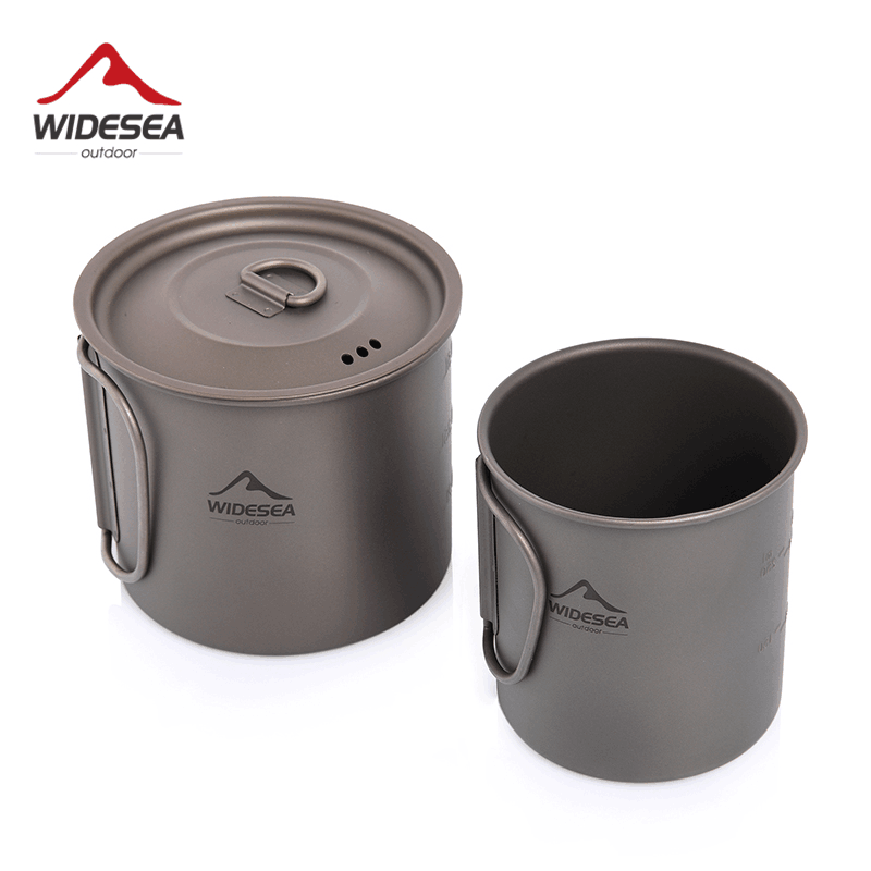Quality Camping Cooking Set - แก้วไทเทเนียม Widesea สำหรับแคมป์ปิ้ง ชุดภาชนะสำหรับนักท่องเที่ยว อุปกรณ์ปิกนิก อุปกรณ์ครัวกลางแจ้ง