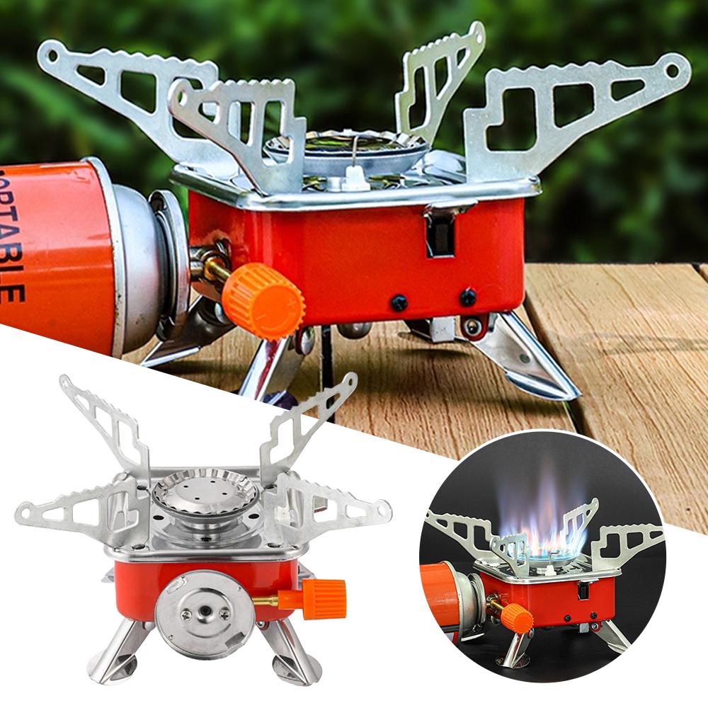 Quality Camping Cooking Set - เตาแก๊สพกพาแบบพับได้ ป้องกันลม สำหรับตั้งแคมป์ เดินป่า ปิกนิก