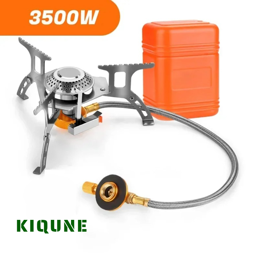 Quality Camping Cooking Set - เตาแก๊สแคมป์ปิ้งแบบพกพาพับเตาแบกเป้กลางแจ้งอุปกรณ์ท่องเที่ยวสําหรับทําอาหารเดินป่าปิคนิค 3500W