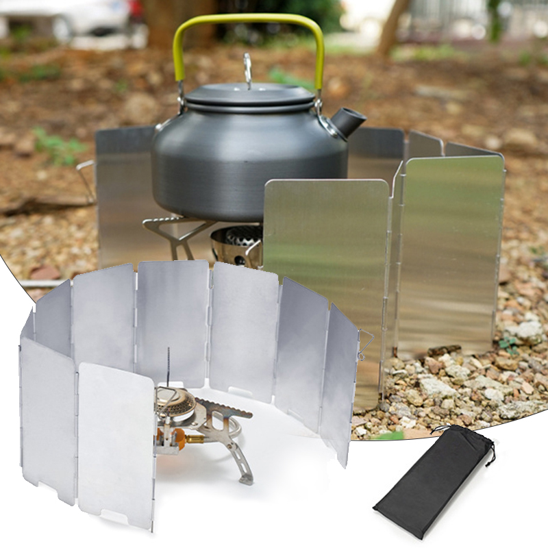 Quality Camping Cooking Set - แผ่นบังลมเตาแก๊สพับได้ 9 แผ่น สำหรับตั้งแคมป์ อุปกรณ์เสริมสำหรับเตาแก๊ส