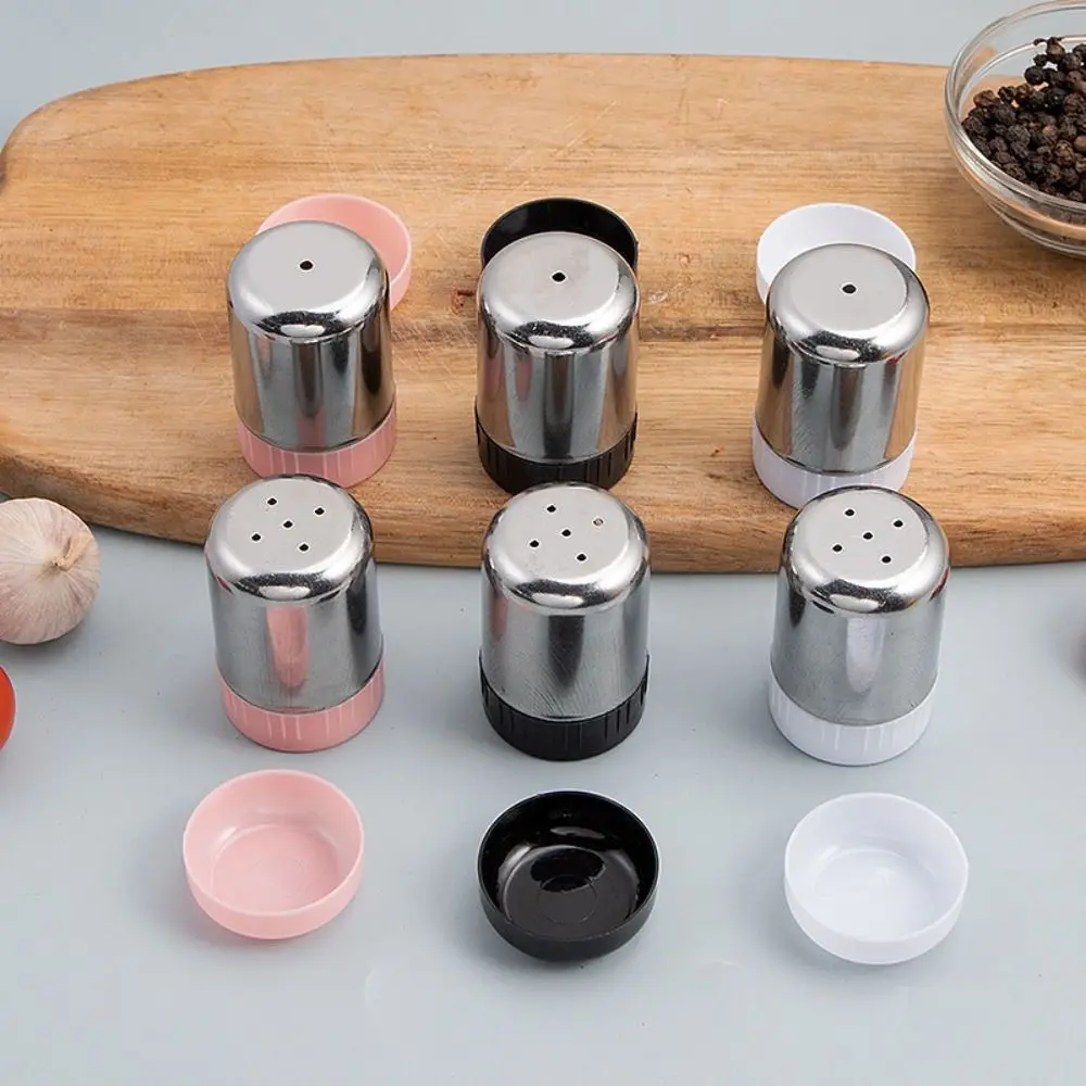 Camping Cooking Container - ขวดใส่เครื่องปรุงรสสแตนเลส 5 รู แบบพกพา พร้อมฝาปิดกันฝุ่น ขวดพริกไทยขนาดเล็ก