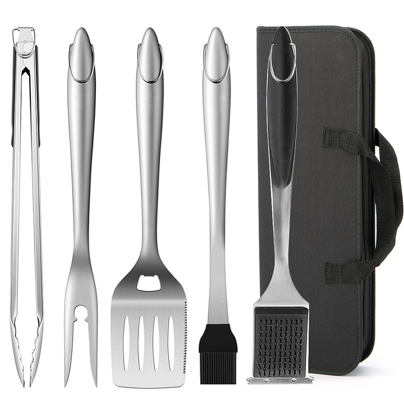 Quality Camping Cooking Set - ชุดอุปกรณ์บาร์บีคิวสเตนเลสสตีล ชุดอุปกรณ์เสริมกระทะทอด ชุดเครื่องครัวอเนกประสงค์สำหรับบาร์บีคิว แคมป์ปิ้ง และทำอาหารกลางแจ้ง