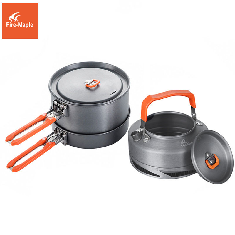 Quality Camping Cooking Set - Fire Maple Camping เครื่องครัวจาน Camp ชุดทําอาหารเดินป่าแลกเปลี่ยนความร้อนหม้อกาต้มน้ํา