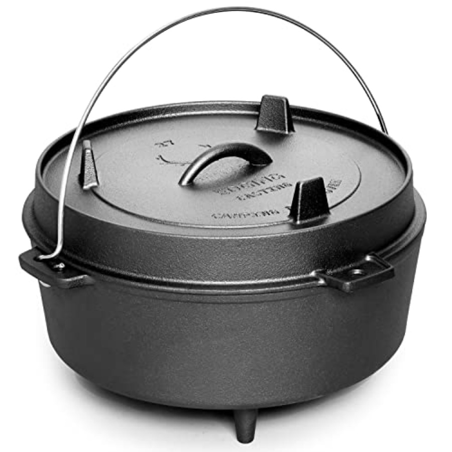 หม้อเหล็กหล่อเคลือบพร้อมฝาปิดแ - Camp Dutch Oven Cast บทวิจารณ์และราคา