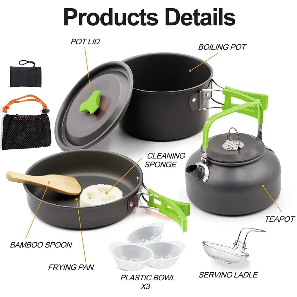 ชุดทำอาหารสำหรับตั้งแคมป์ ชุดห - Quality Camping Cooking Set บทวิจารณ์และราคา