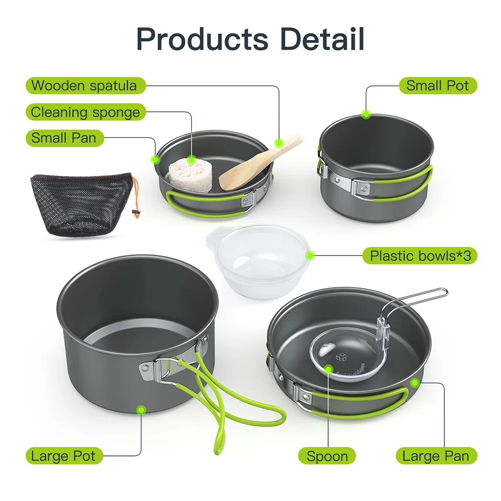 ชุดอุปกรณ์ทำอาหารสำหรับตั้งแคม - Quality Camping Cooking Set บทวิจารณ์และราคา
