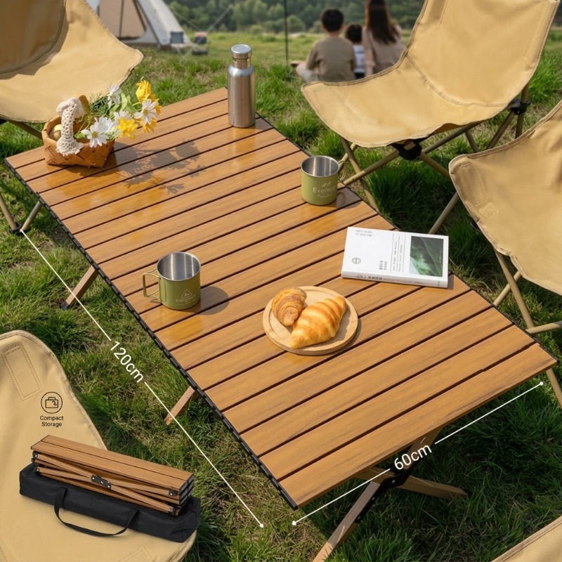 โต๊ะม้วนได้แบบพกพา ขนาด 60/120 - Camping Cooking Table บทวิจารณ์และราคา
