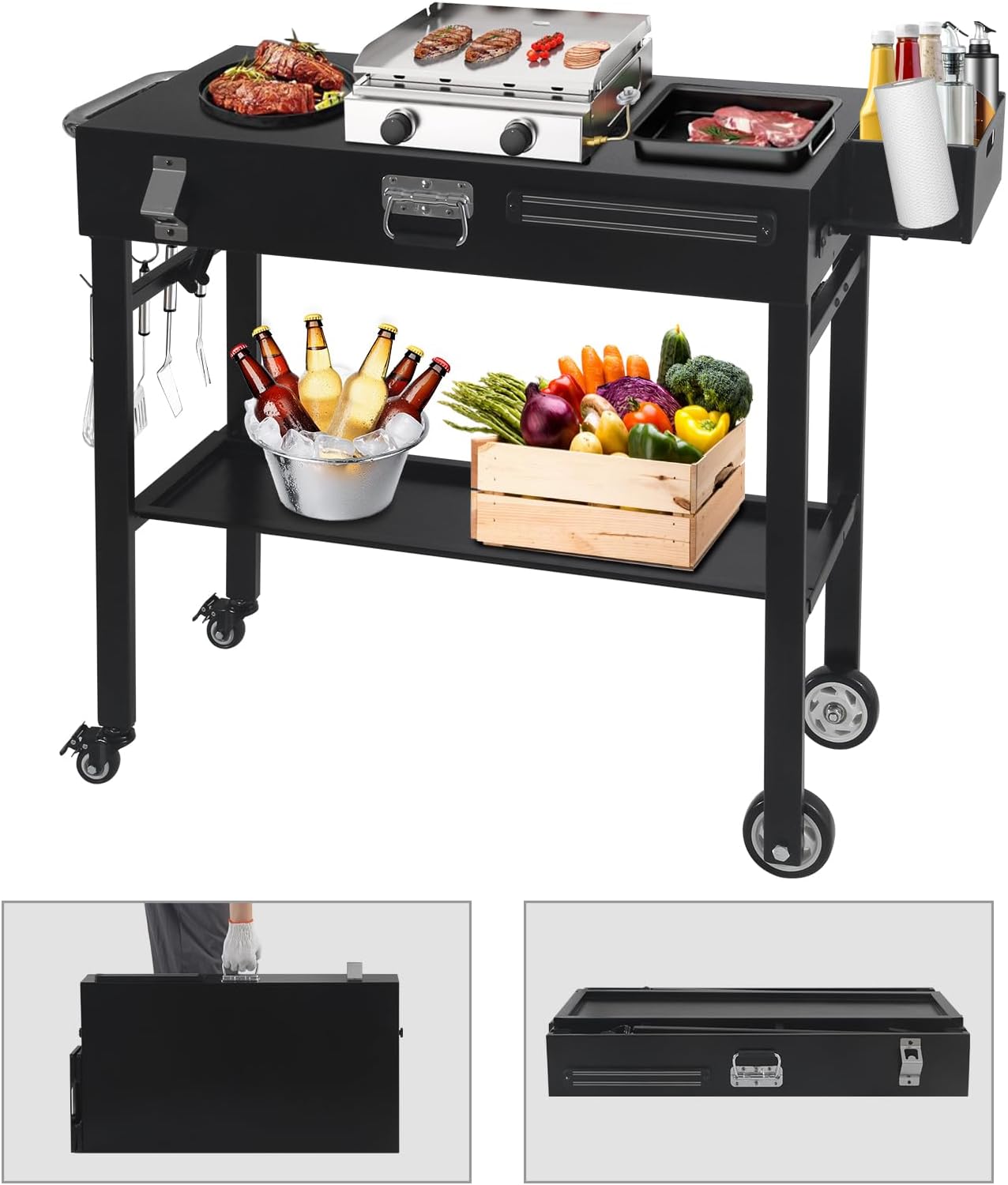 รถเข็นสำหรับปิ้งย่างแบบพับได้ส - Camping Cooking Table บทวิจารณ์และราคา